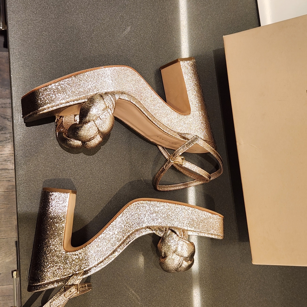 Loeffler Randall Fae Metallic Braided-Strap Platform Sandals - Picture 4 of 8
